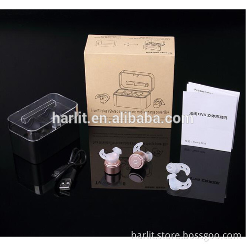 2017 Hot Sell In-ear Cordless Mini Bluetooth headset with Mic Active Noise Cancelling